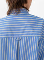Japanese Striped Dennis Shirt Blue and Dandelion from Cawley at Couverture & The Garbstore 
model back