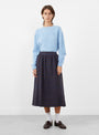 Sky Skirt Navy Stripe from Sideline at Couverture & The Garbstore 
Model front 