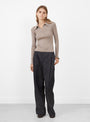 Open Placket Knit Polo Oatmeal by mfpen at Couverture & The Garbstore Model Front