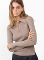 Open Placket Knit Polo Oatmeal by mfpen at Couverture & The Garbstore Model Detail