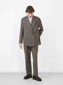 Double Breasted Blazer Taupe Wool by mfpen at Couverture & The Garbstore model front 