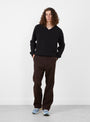 V-Neck Sweater Furry Black from mfpen at Couverture & The Garbstore 
model front 
