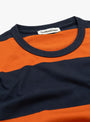 The Stripe T-Shirt in Navy and Spice from YMC at Couverture & The Garbstore
neckline 