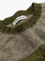 Suedehead Stripe Crew Knit Green and Brown from YMC at Couverture & The Garbstore neck
