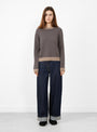 Cameron Jumper Brown and Navy Stripe from Skall Studio at Couverture & The Garbstore
model front 