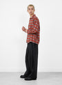 Open Collar Brushed Satin Plaid Shirt Red from Beams Plus at Couverture & The Garbstore
model side 