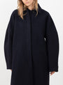 The Guilhem Coat in Deep Navy from Soeur at Couverture & The Garbstore 
Model Detail 