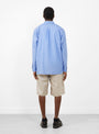 The Regular Collar Shirt comes in Blue Stripe at Couverture & The Garbstore
model back