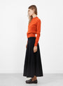 No 300 Little 2 Cardigan Dark Orange by Extreme Cashmere at Couverture & The Garbstore 
model side