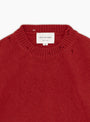 The Punched Shetland Sweater Vermillion Red from Still By Hand at Couverture & The Garbstore
neckline 