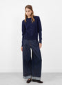 No 435 Little Lamb Jumper Navyby Extreme Cashmere at Couverture & The Garbstore Model Front
