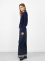 No 435 Little Lamb Jumper Navyby Extreme Cashmere at Couverture & The Garbstore Model Side