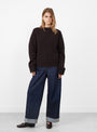 No.373 Oldie Jumper Dark Brown by Extreme Cashmere at Couverture & The Garbstore Model Front
