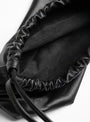 The Gathered Square Bucket Bag arrives from Modern Weaving in Black 
inside 