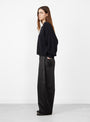 Merino Wool Cardigan Anthracite from Crodera at Couverture & The Garbstore
model side 