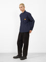 The Canvas Chore Shirt from Service Works in Dark Navy at Couverture & The Garbstore
model side