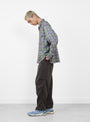Printed Plaid Flannel Open Collar Shirt Green and Purple at Couverture & The Garbstore
model side 