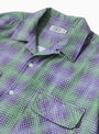 Printed Plaid Flannel Open Collar Shirt Green and Purple at Couverture & The Garbstore
collar