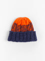 Hand Knit Fisherman Beanie Navy & Orange by Sublimeroe at Couverture & The Garbstore Main