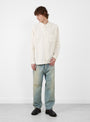 Organic Mugwasher Stripe Shirt Ecru by TDR at Couverture & The Garbstore model front 