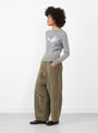 The 12G Wool Crew Neck Fly Goose Sweater from Kapital at Couverture & The Garbstore
model side