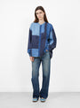 The Cotton Linen Patchwork Band Collar KATMANDU Shirt from Kapital at Couverture & The Garbstore
model front