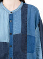 The Cotton Linen Patchwork Band Collar KATMANDU Shirt from Kapital at Couverture & The Garbstore
model detail