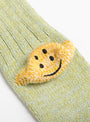 The 56 Yarns Rib RAINBOW HAPPY Heel Socks come in Green from Kapital at Couverture & The Garbstore heel 