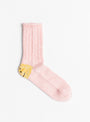 The 56 Yarns Rib RAINBOW HAPPY Heel Socks come in Pink from Kapital at Couverture & The Garbstore
front 