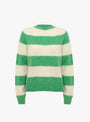 Jets Stripe Crew Neck Knit Green and Off White from YMC at Couverture & The Garbstore
front 
