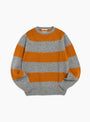 The Suedehead Stripe Crew Knit in Orange and Grey from YMC at Couverture & The Garbstore
front 
