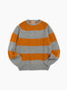 The Suedehead Stripe Crew Knit in Orange and Grey from YMC at Couverture & The Garbstore
front 