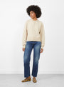 The No 170 Chou Cardigan from Extreme Cashmere arrives in Latte at Couverture & The Garbstore
model front