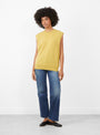 The No 455 Bos Knit Vest from Extreme Cashmere arrives in Corn at Couverture & The Garbstore
model front 