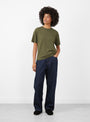 The No 268 Cuba T-Shirt from Extreme Cashmere arrives in Army at Couverture & The Garbstore
model front 