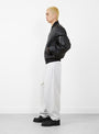 The Built Leather Bomber from Stüssy arrives in Black at Couverture & The Garbstore
model side 
