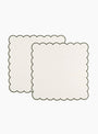 Scalloped Napkins in White & Green  Tomète at Couverture & The Garbstore
front 