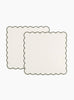 Scalloped Napkins in White & Green  Tomète at Couverture & The Garbstore
front 