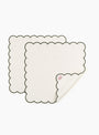 Scalloped Napkins in White & Green  Tomète at Couverture & The Garbstore
folded
