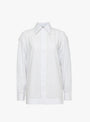The Japanese Cotton Stripe June Shirt from Cawley comes in White and Sky Check at Couverture & The Garbstore 
front