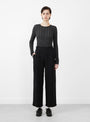 Cotton Cashmere Long Sleeve Pointelle T-Shirt Onyx from Cawley at Couverture & The Garbstore model