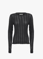 Cotton Cashmere Long Sleeve Pointelle T-Shirt Onyx from Cawley at Couverture & The Garbstore 