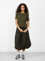 The Cias T-Shirt from Bellerose comes in Khaki and Navy Stripe at Couverture & The Garbstore 
model front 