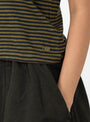 The Cias T-Shirt from Bellerose comes in Khaki and Navy Stripe at Couverture & The Garbstore 
model 