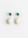 Glass Beads Earrings with Small Stone Malachite and White from Helena Rohner at Couverture & The Garbstore 
front 