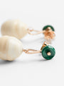 Glass Beads Earrings with Small Stone Malachite and White from Helena Rohner at Couverture & The Garbstore
side