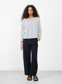 The Martha Long Sleeve T Shirt from Elliot Organics comes in Ocean Stripe at Couverture & The Garbstore
model front 