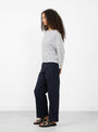 The Martha Long Sleeve T Shirt from Elliot Organics comes in Ocean Stripe at Couverture & The Garbstore
model side
