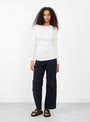 The Agnes Long Sleeve Ribbed T Shirt from Elliot Organics comes in White at Couverture & The Garbstore
model front 