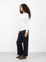 The Agnes Long Sleeve Ribbed T Shirt from Elliot Organics comes in White at Couverture & The Garbstore
model side